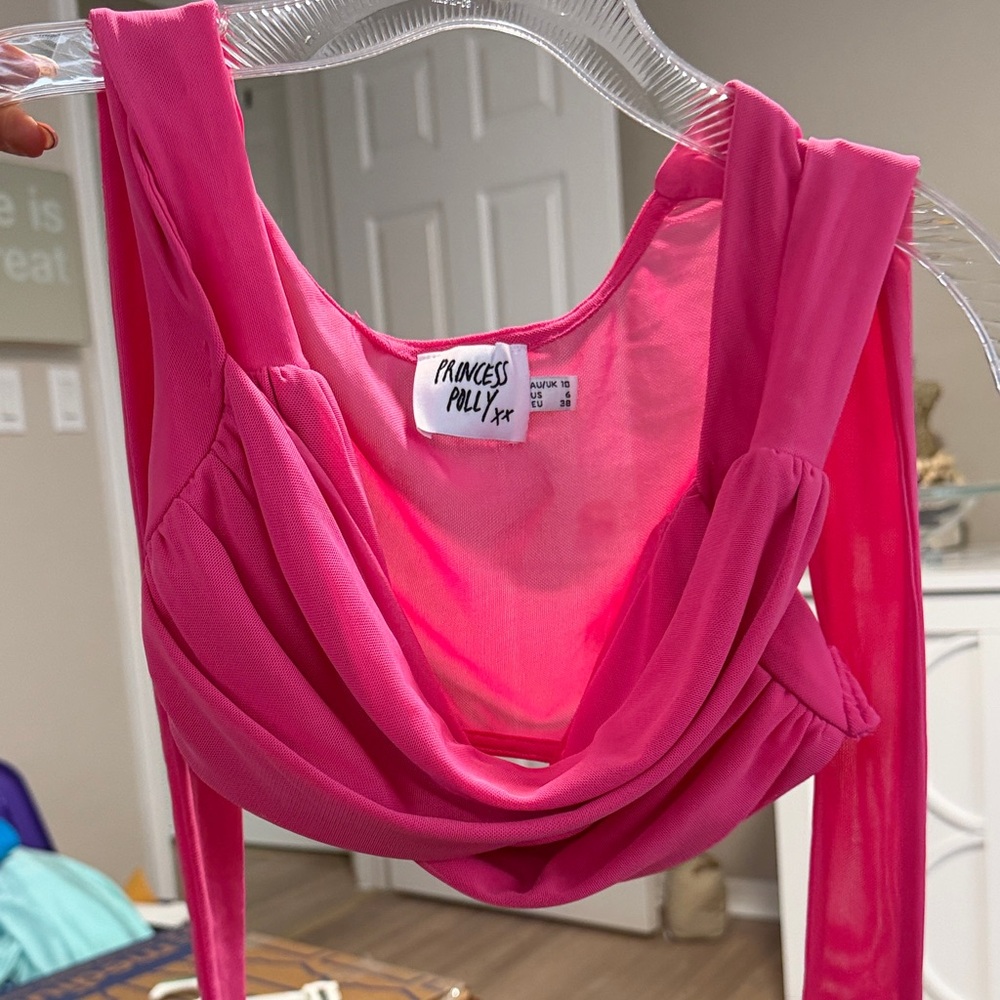 Princess Polly Hot Pink Draped Top